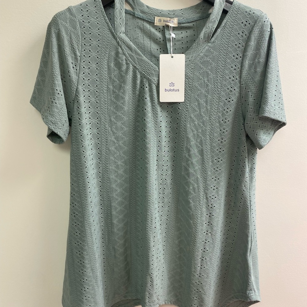 NWT Sage Eyelet Short Sleeve Women's Top